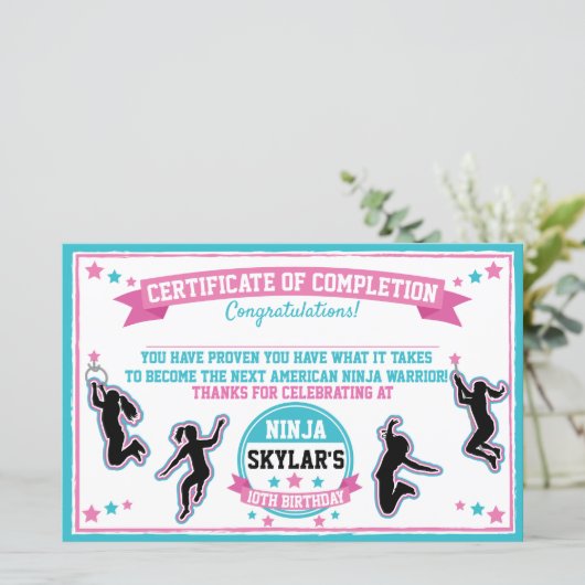 忍者戦士ガールパーティー完了証明書 (スタンド正面)