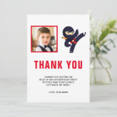 忍者戦士キッズの写真誕生日パーティー サンキューカード (スタンド正面)