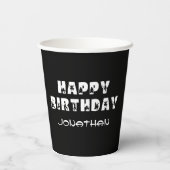 忍者戦士キッズブラックアンドホワイトバースデーパーティー 紙コップ (裏面)