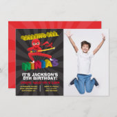 忍者戦士フォトバースデーパーティーへの招待 招待状 (正面/裏面)