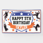 忍者戦士ボーイズバースデーパーティーブルーズ&オレンジ 横断幕 (横)