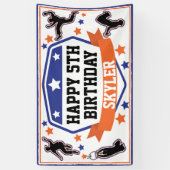 忍者戦士ボーイズバースデーパーティーブルーズ&オレンジ 横断幕 (縦)