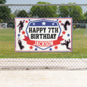 忍者戦士ボーイズバースデーパーティーブルーズ&レッド 横断幕 (インサイチュ)