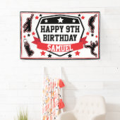 忍者戦士ボーイズ誕生日パーティブラック&レッド 横断幕 (インサイチュ)