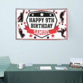 忍者戦士ボーイズ誕生日パーティブラック&レッド 横断幕 (トレードショー)