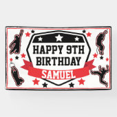 忍者戦士ボーイズ誕生日パーティブラック&レッド 横断幕 (横)