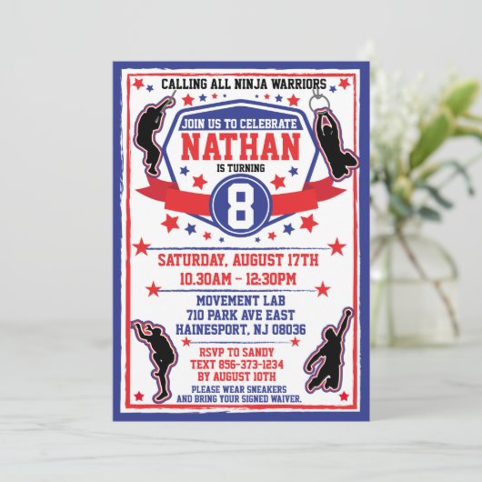 忍者戦士ボーイズ誕生日パーティーへの招待 招待状 (スタンド正面)