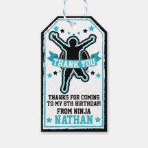 忍者戦士ボーイズ黒とティール（緑がかった色）サンキューラベル
