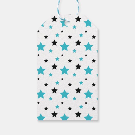 忍者戦士ボーイズ黒とティール(緑がかった色)サンキューラベル ギフトタグ (裏面)