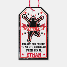 忍者戦士ボーイズ黒と赤サンキューラベル ギフトタグ