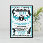 忍者戦士ボーイバースデーパーティーブラック&ティール(緑がかった色) 招待状 (スタンド正面)