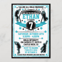 忍者戦士ボーイバースデーパーティーブラック&ティール（緑がかった色）