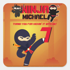 忍者映画スターウォリアーそれを蹴る空手パーティー スクエアシール