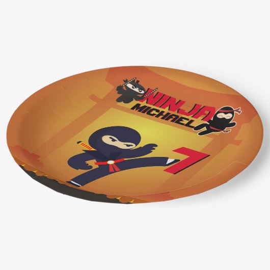 忍者映画スターウォリアーそれを蹴る空手パーティー ペーパープレート (アングル)