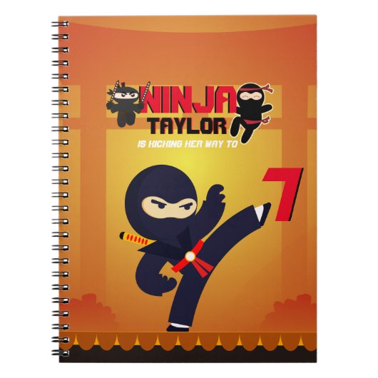 忍者映画スター戦士が空手キッズを蹴る ノートブック (正面)
