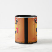 忍者映画スター戦士が空手キッズを蹴る マグカップ (中央)