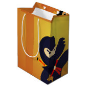 忍者映画スター戦士が空手キッズを蹴る ミディアムペーパーバッグ (裏面アングル)