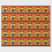 忍者映画スター戦士が空手キッズを蹴る ラッピングペーパー (フラット)