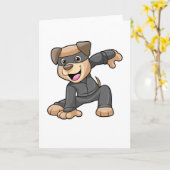 忍者服を着た犬 カード (黄色い花)