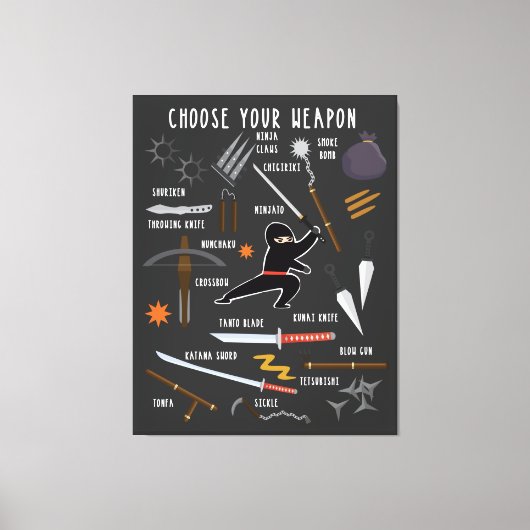 忍者武器ジグソーパズル キャンバスプリント (正面)