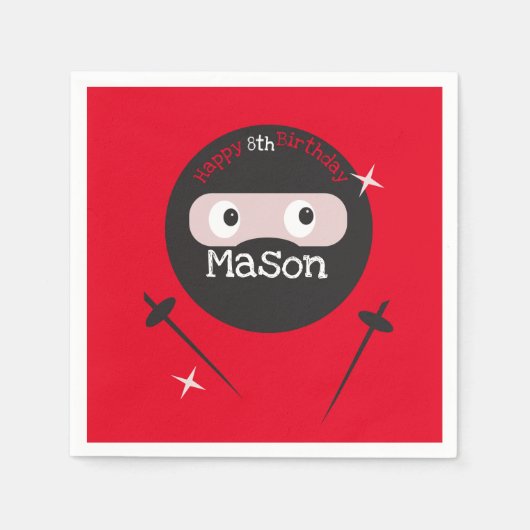 忍者武術アーツカッターボーイズ誕生日 スタンダードカクテルナプキン (正面)
