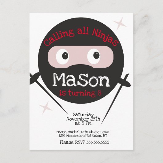 忍者武術空手道男の子の誕生日任意の年齢向け ポストカード (正面)