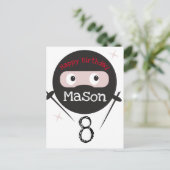 忍者武術空手道男子誕生日ポストカード ポストカード (スタンド正面)