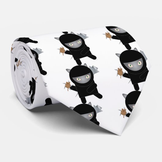 忍者猫おもしろい型 ネクタイ (ロール)
