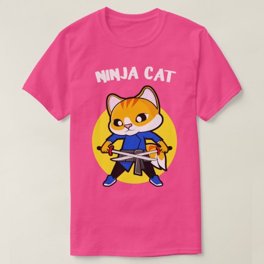 忍者猫おもしろい猫好きギフト Tシャツ (デザイン正面)