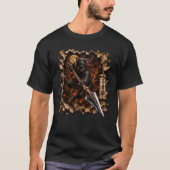忍者猫のシャドースピアTシャツ - 3Dポップアップウォリアー Tシャツ (正面)