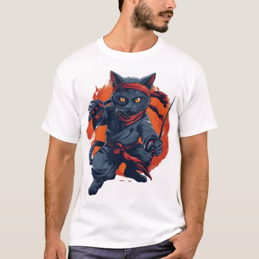忍者猫のステルス Tシャツ (正面)