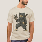 忍者猫の刀と手裏剣 Tシャツ (正面)