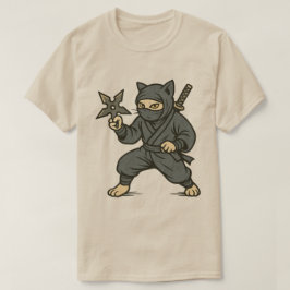 忍者猫の刀と手裏剣 Tシャツ