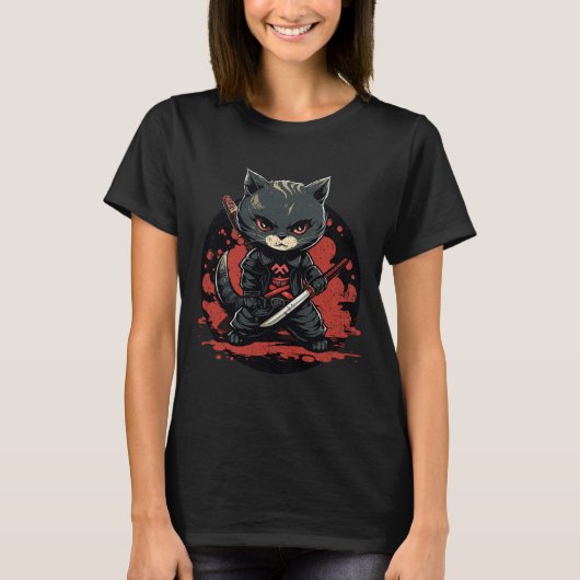 忍者猫サムライ猫 Tシャツ (正面)