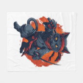 忍者猫ステルス フリースブランケット (正面(横))