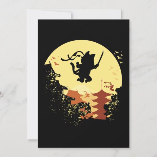 忍者猫侍しばいきつねぴょんペット動物 招待状 (正面)