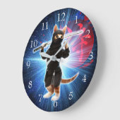 忍者猫宇宙。 ラージ壁時計 (傾斜)