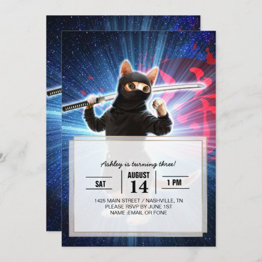 忍者猫宇宙。 招待状 (正面/裏面)