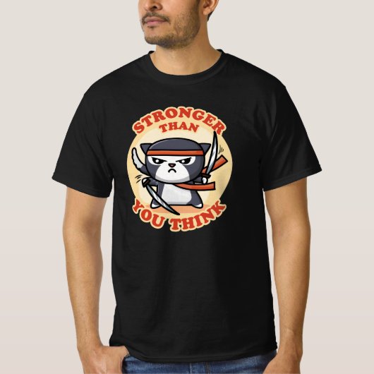 忍者猫 |お客様より強考えい Tシャツ (正面)