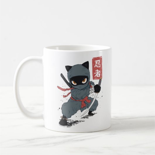 忍者猫 コーヒーマグカップ (左)