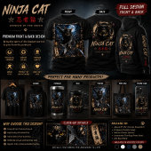 忍者猫 3D 日本| Tシャツ デザイン