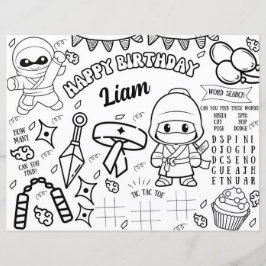 忍者着色ランチョンマットウォリアーパーティー活性