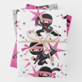 忍者空手ガールウォリアー誕生日パーティー ラッピングペーパーシート (インサイチュ)