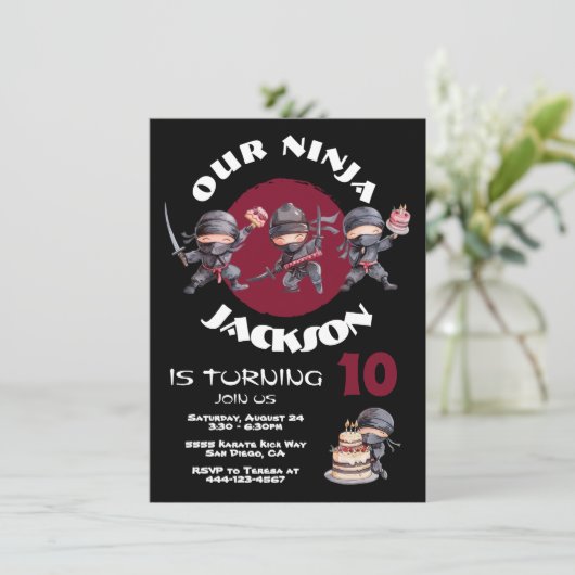 忍者空手ケーキウォリアバースデーパーティー 招待状 (スタンド正面)