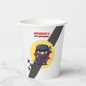 忍者空手バースデーパーティー名前をカスタムするカップ 紙コップ (正面)