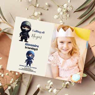 忍者空手武術アーツバースデーパーティー写真 招待状