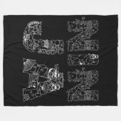 忍者素晴らしホワイト文字オンブラック フリースブランケット (正面(横))