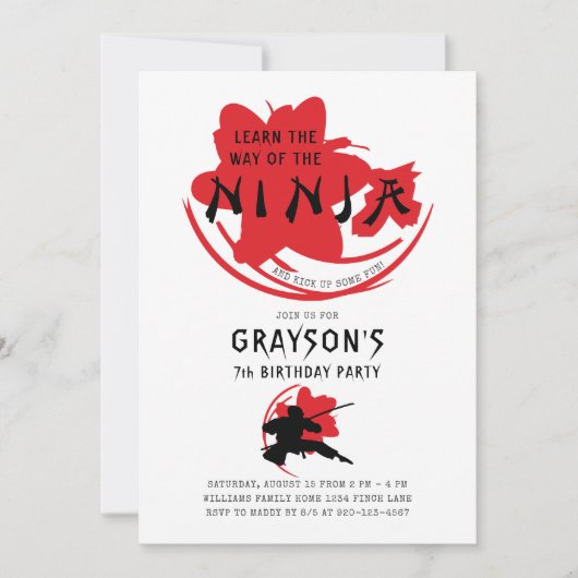 忍者誕生会の方法 招待状 (正面)