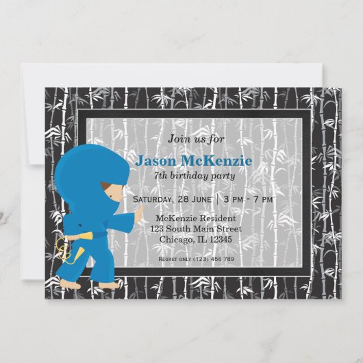 忍者誕生日テーマ 招待状 (正面)