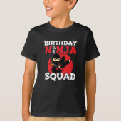 忍者誕生日パーティーテーマ-誕生日忍者分隊 Tシャツ (正面)